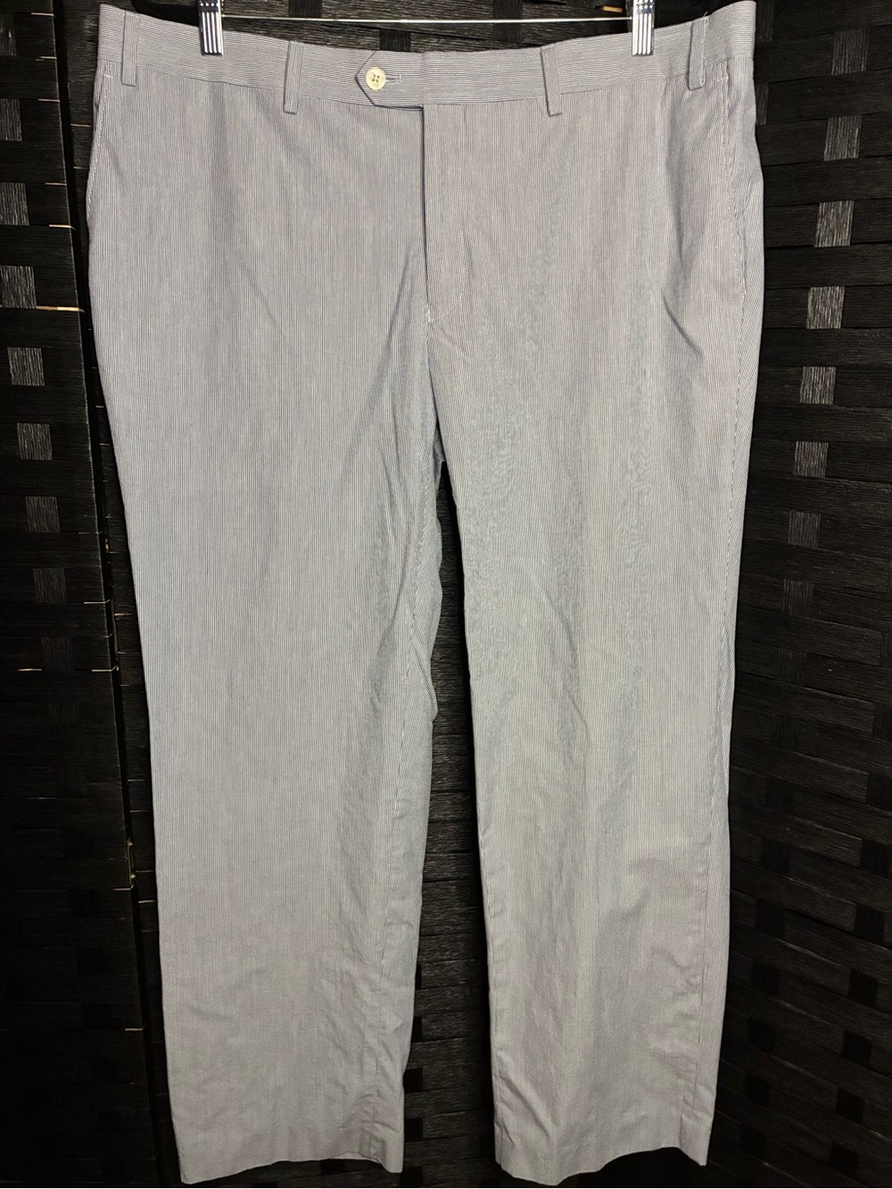 Michael Kors Blue and White Pinstriped Men's Chinos - Classic Straight Fit